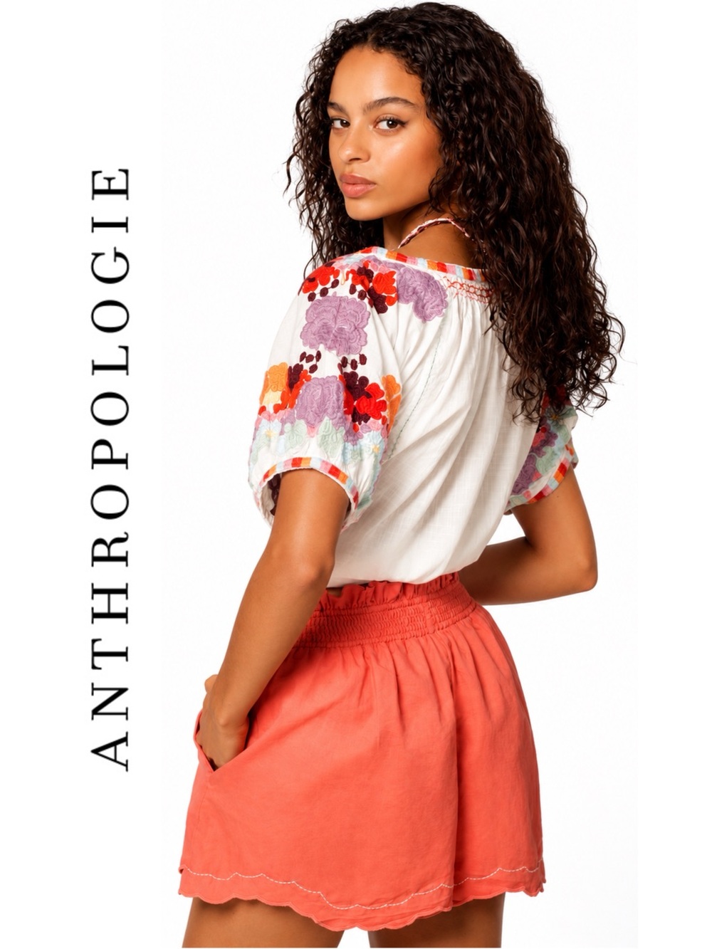 Anthropologie Linen Double Waistband Shorts